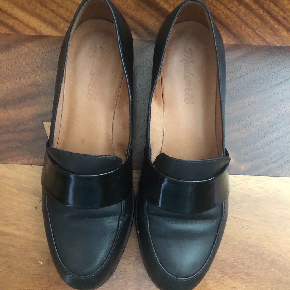 Madewell Elin Black Leather Slip On Loafers Size 7